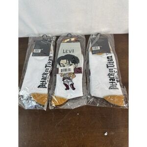 Attack On Titan Sorter Aot Levi Adult One Size Athletic Crew Socks Set Of 3